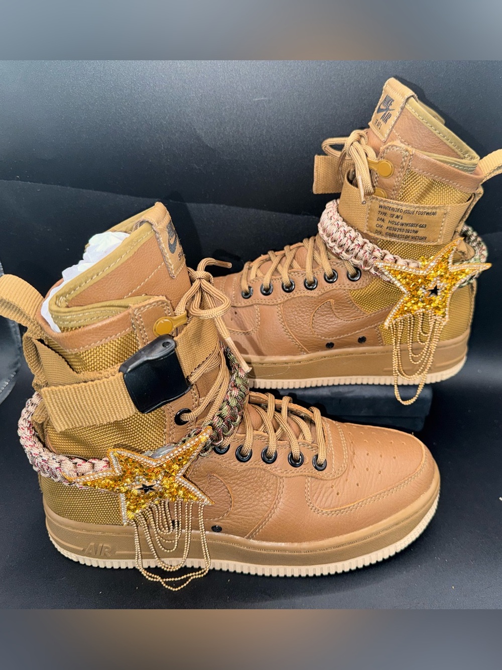 Nike SF Air Force 1 Mid Flax/Wheat Leather Utility Boots Women’s 7
